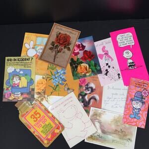 Vintage greeting Cards ephemera Used 1970's GREAT cursive Graphics Scrapbooking